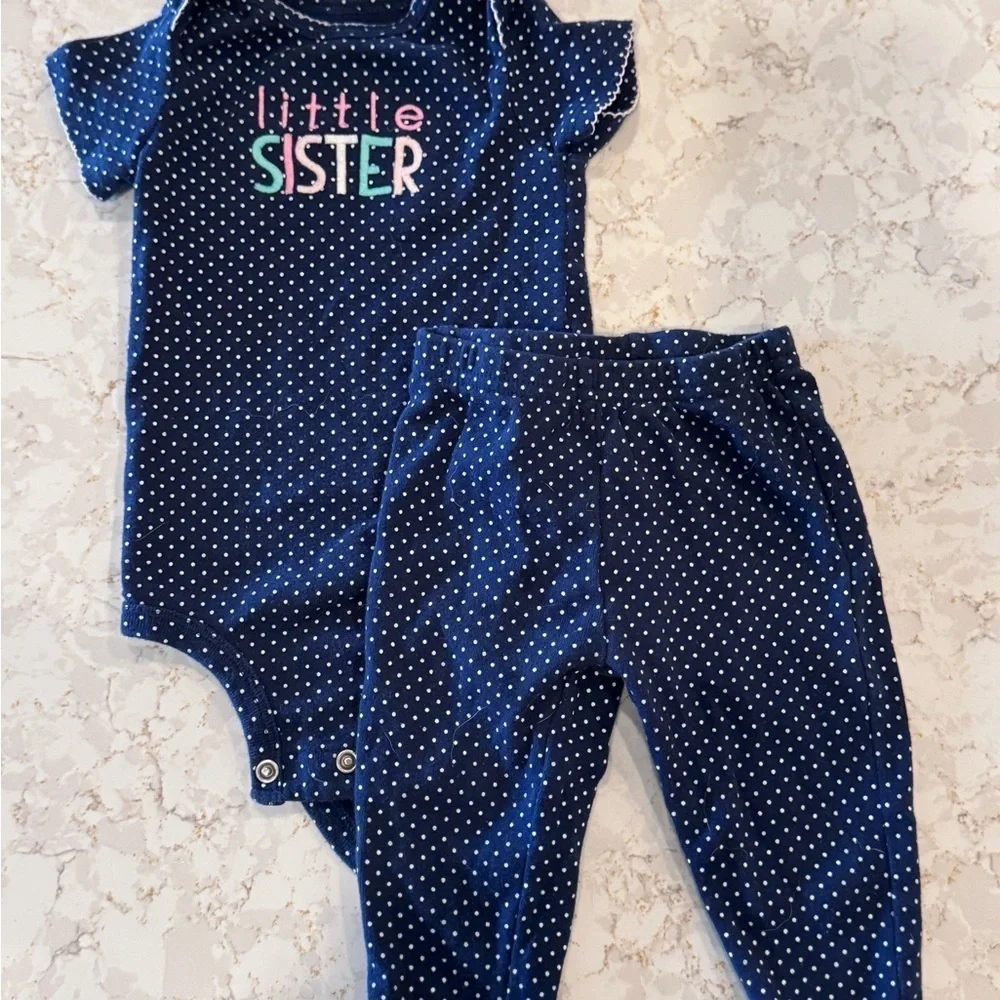 3-6M Carter’s - Blue Polka Dot Baby Outfit - Picture 9 of 9